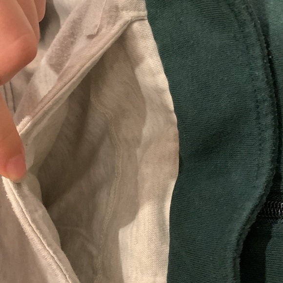 Nice sweatshirt with high neck with zipper • Green & light grey • - Picture 6 of 11